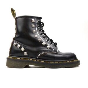 RARE Dr. Martens Studded Black Rolled Vintage Smooth High Top Boots Women's 6